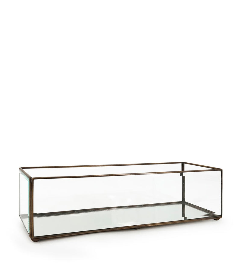 Cutie pentru depozitare din sticla si metal Box Rectangular Transparent / Alama, L40xl10xH10 cm