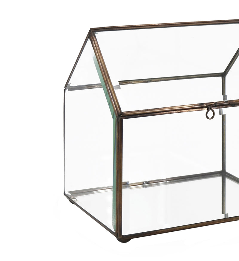 Cutie pentru depozitare din sticla si metal House Box Big Transparent / Alama, L30xl20xH30 cm (1)