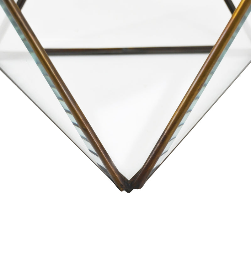 Cutie pentru depozitare din sticla si metal Triangles Transparent / Alama, L16xl16xH13 cm (3)