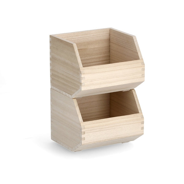 Cutie suprapozabila pentru depozitare, din lemn de Paulownia, Stack Cut Natural, L20,5xl18,5xH16,3 cm (4)
