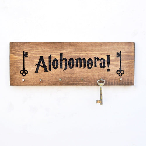 Asir Decoratiune de perete, din lemn, cu suport chei, Alohomora LAZ018 Negru / Natural, l40xA4xH14 cm