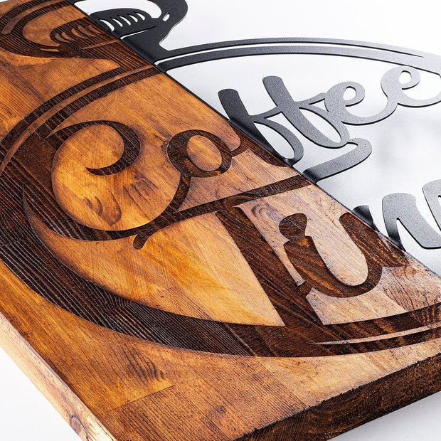 Asir Decoratiune de perete, din lemn si metal, Canteen Nuc / Negru, l47xA3xH58 cm