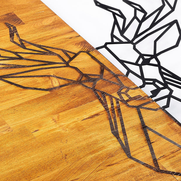 Asir Decoratiune de perete, din lemn si metal, Deer 1 Nuc / Negru, l56xA3xH58 cm