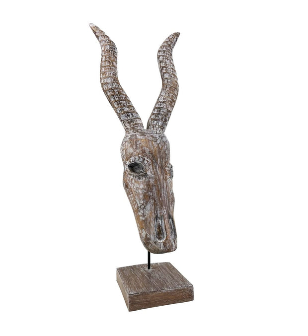 Moycor Decoratiune din lemn de albasia, Ethnic Antelope Natural, L33xl15xH65 cm