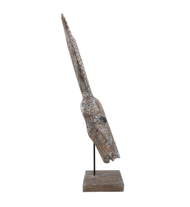 Moycor Decoratiune din lemn de albasia, Ethnic Antelope Natural, L33xl15xH65 cm