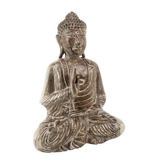 Moycor Decoratiune din lemn de suar Bleached Buddha Natural, L40xl20xH50 cm