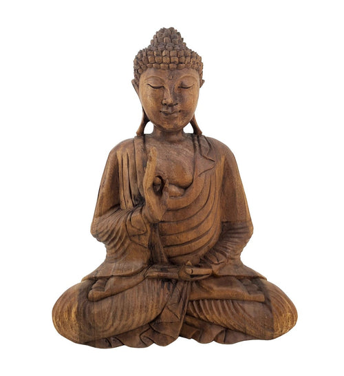 Moycor Decoratiune din lemn de suar Buddha Natural, L40xl20xH50 cm