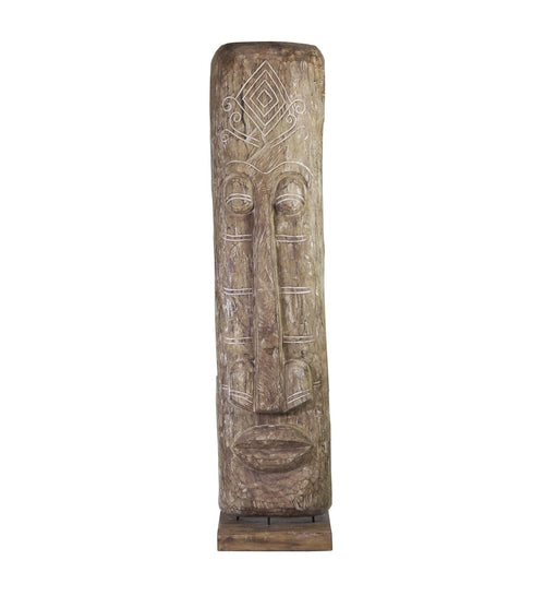Moycor Decoratiune din lemn de tec, Large Totem Natural, L40xl40xH200 cm