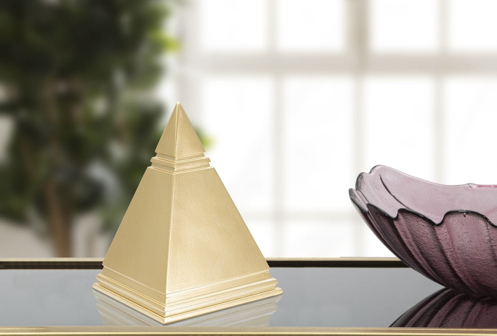 Mauro Ferretti Decoratiune din polirasina Piramide Auriu, L11,5xl11,5xH15,5 cm