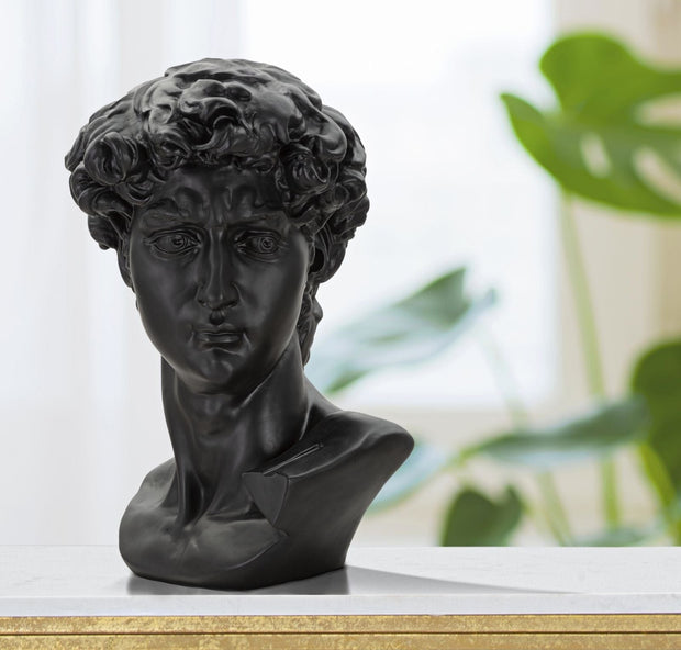 Decoratiune din rasina Ancient Head Sculpture Negru, L44xl35,5xH60 cm (1)