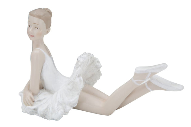 Mauro Ferretti Decoratiune din rasina Ballerina Layng Alb / Nude, l12xA7,5xH11 cm