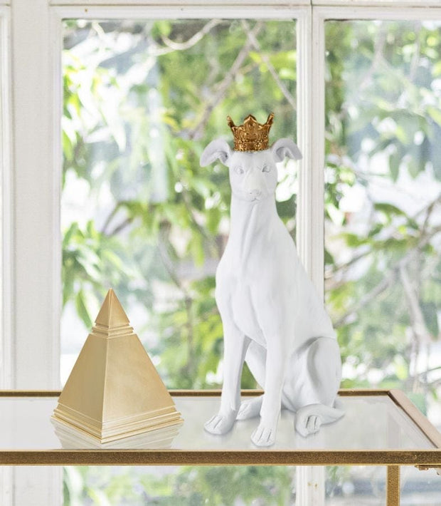 Mauro Ferretti Decoratiune din rasina Cane -C- Alb / Auriu, L20xl12,5xH33 cm