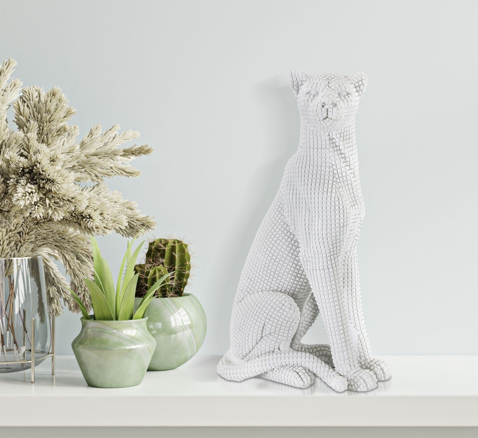 Mauro Ferretti Decoratiune din rasina Leopard Sitting Alb, L15xl10xH27 cm