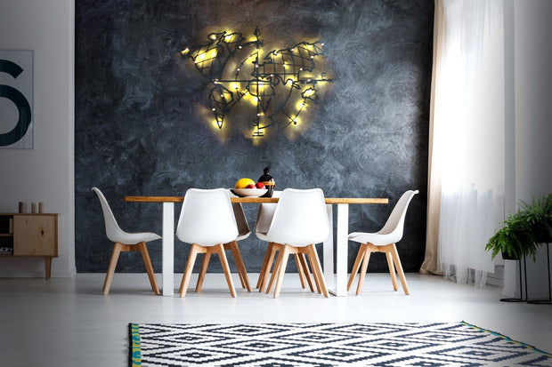 Asir Decoratiune luminoasa de perete, Led World Map Compass, l95xA2xH65 cm