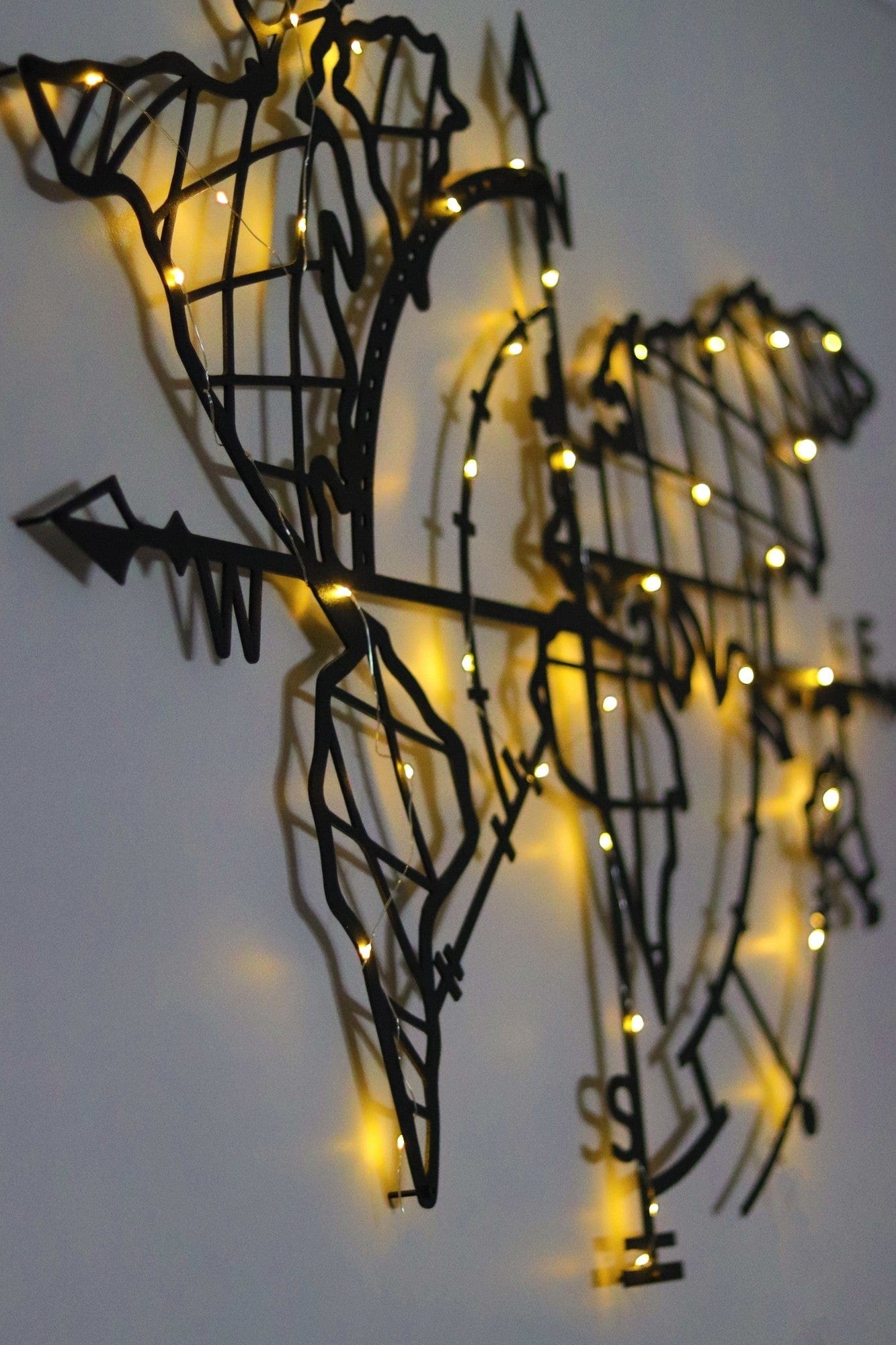 Asir Decoratiune luminoasa de perete, Led World Map Compass, l95xA2xH65 cm