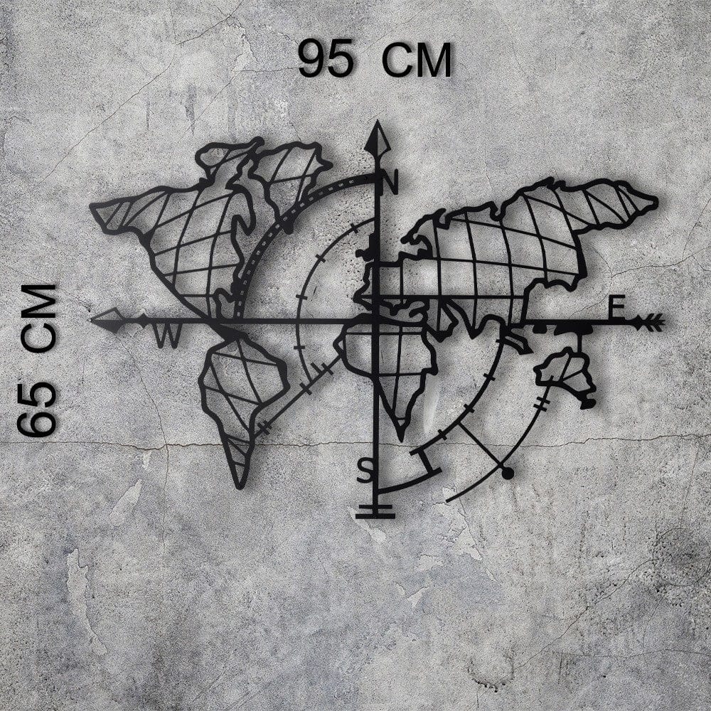 Asir Decoratiune luminoasa de perete, Led World Map Compass, l95xA2xH65 cm