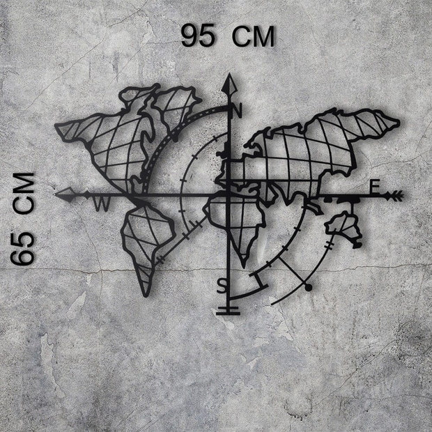 Asir Decoratiune luminoasa de perete, Led World Map Compass, l95xA2xH65 cm