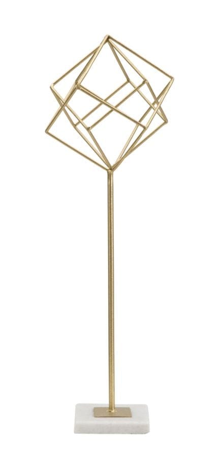 Mauro Ferretti Decoratiune metalica, Abstract Cube Big Auriu / Alb, l16xA18xH52,5 cm