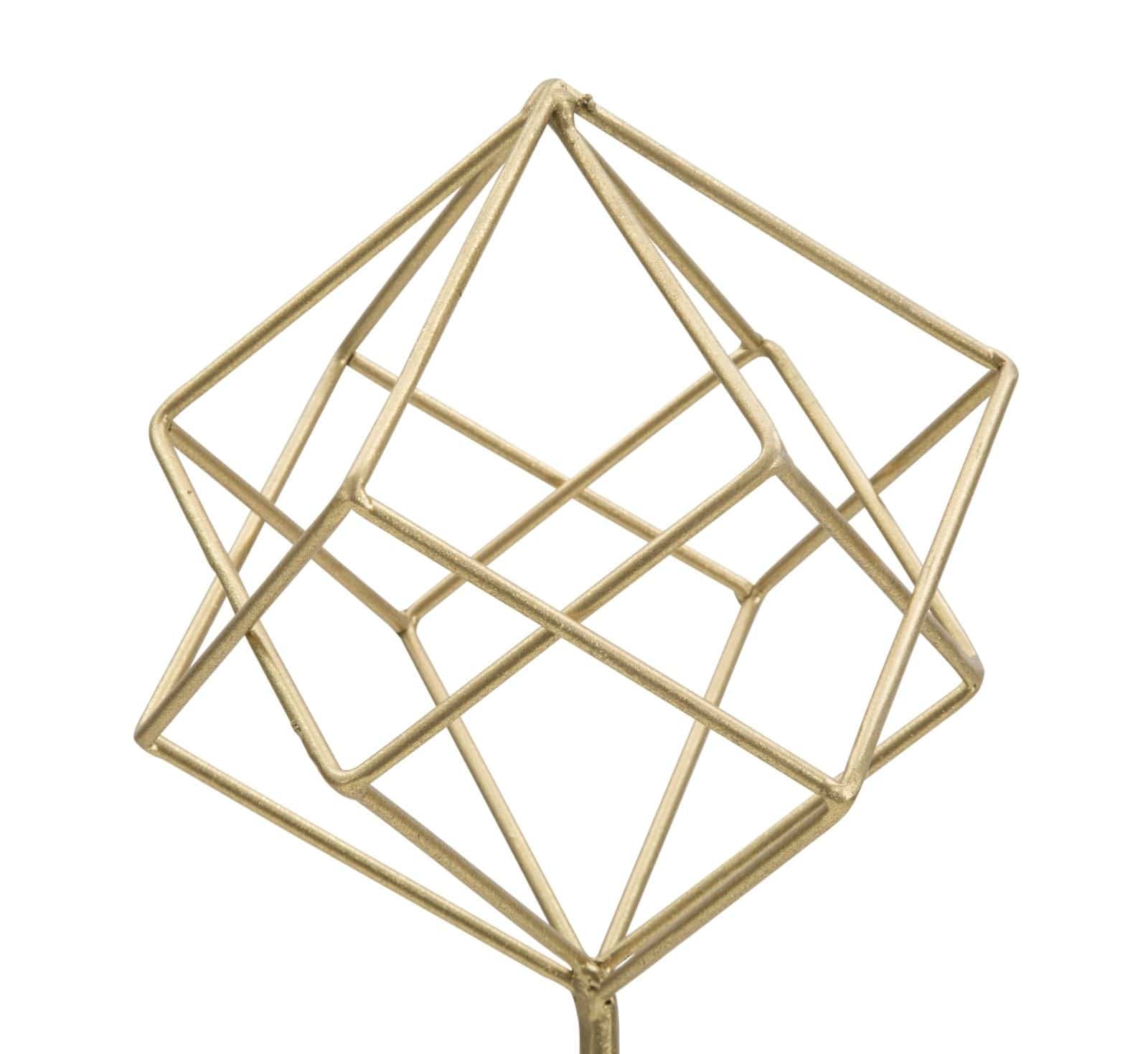 Mauro Ferretti Decoratiune metalica, Abstract Cube Small Auriu / Alb, l16xA18xH41,5 cm
