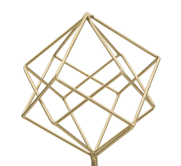 Mauro Ferretti Decoratiune metalica, Abstract Cube Small Auriu / Alb, l16xA18xH41,5 cm