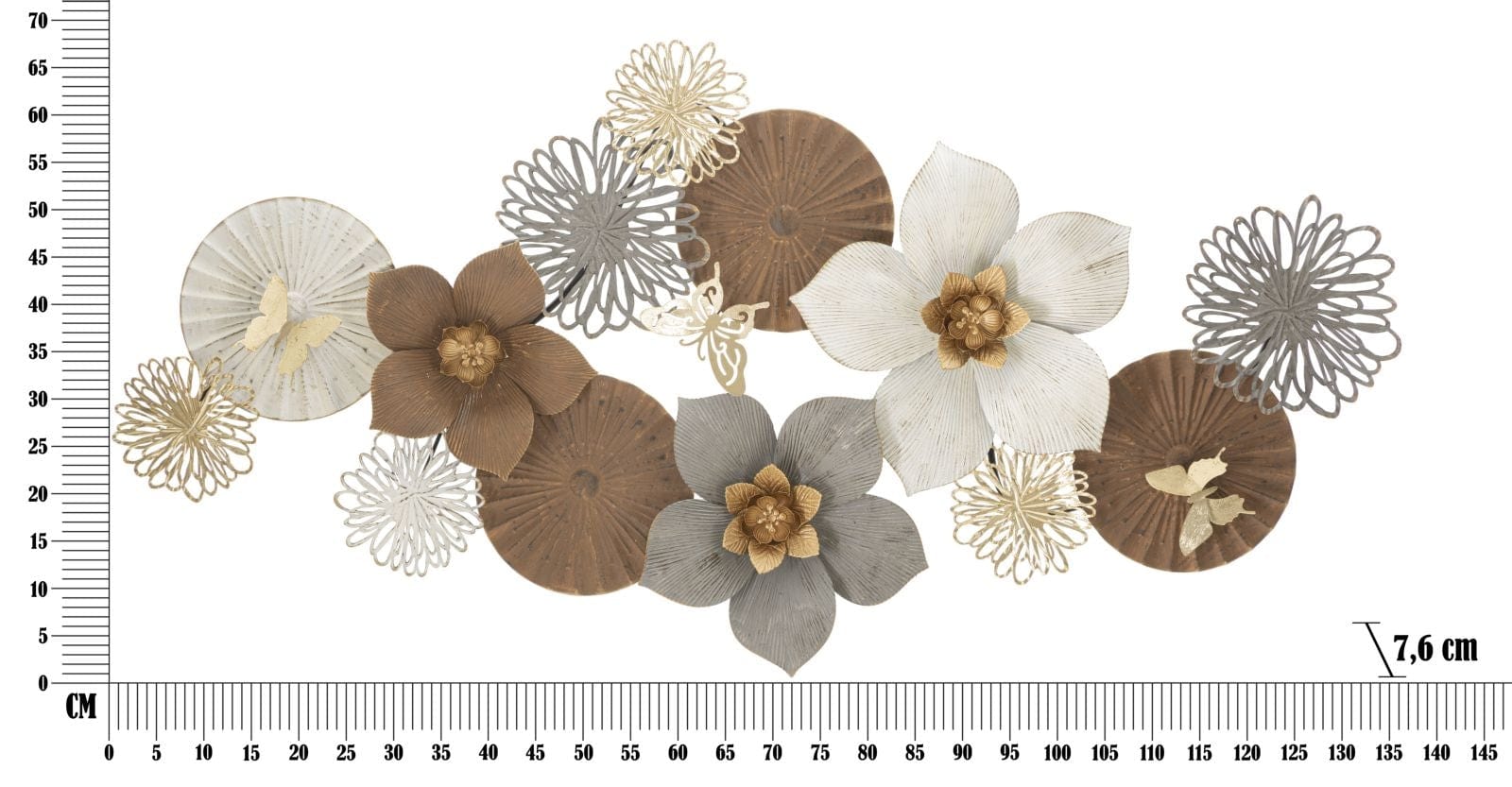 Mauro Ferretti Decoratiune metalica de perete, Broty Multicolor, l136,5xA7,6xH68,6 cm