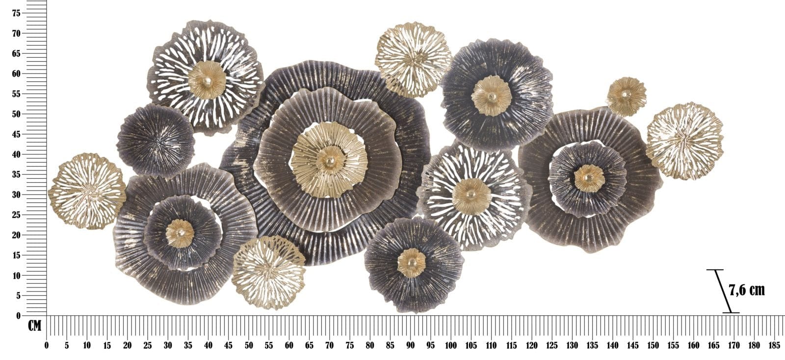 Mauro Ferretti Decoratiune metalica de perete, Browny A Multicolor, l167,6xA7,6xH73,5 cm