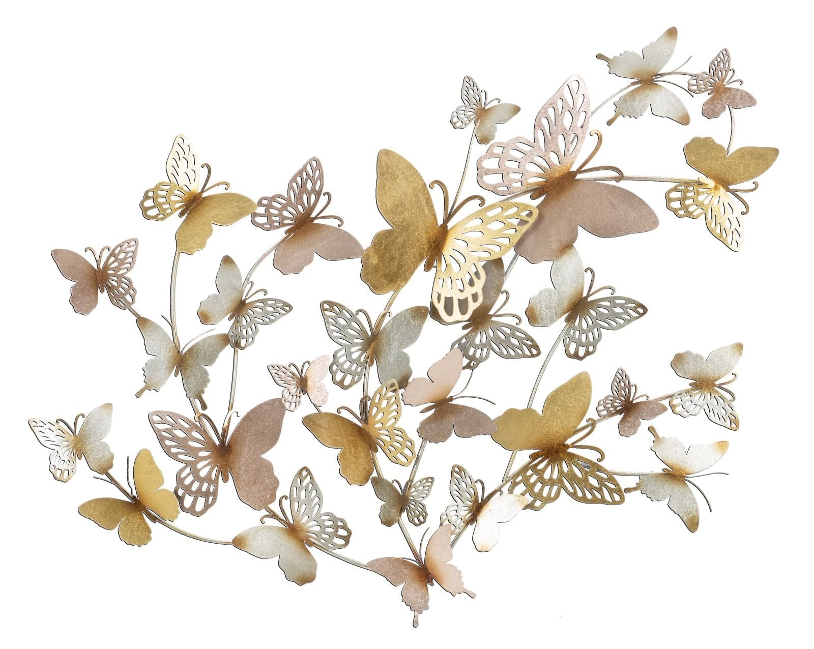 Mauro Ferretti Decoratiune metalica de perete Butterflies Auriu / Roz Deschis, l132xA3,5xH95,5 cm