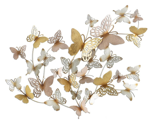 Mauro Ferretti Decoratiune metalica de perete Butterflies Auriu / Roz Deschis, l132xA3,5xH95,5 cm