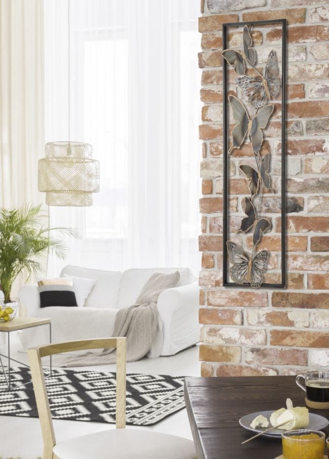 Decoratiune metalica de perete Butterflies Multicolor, l31xA2,5xH90 cm (1)