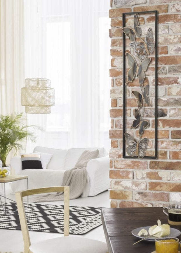 Decoratiune metalica de perete Butterflies Multicolor, l31xA2,5xH90 cm (1)