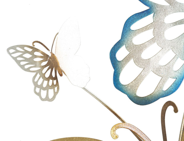 Mauro Ferretti Decoratiune metalica de perete Butterflies Small Auriu / Bleu, l59,5xA4xH111,5 cm