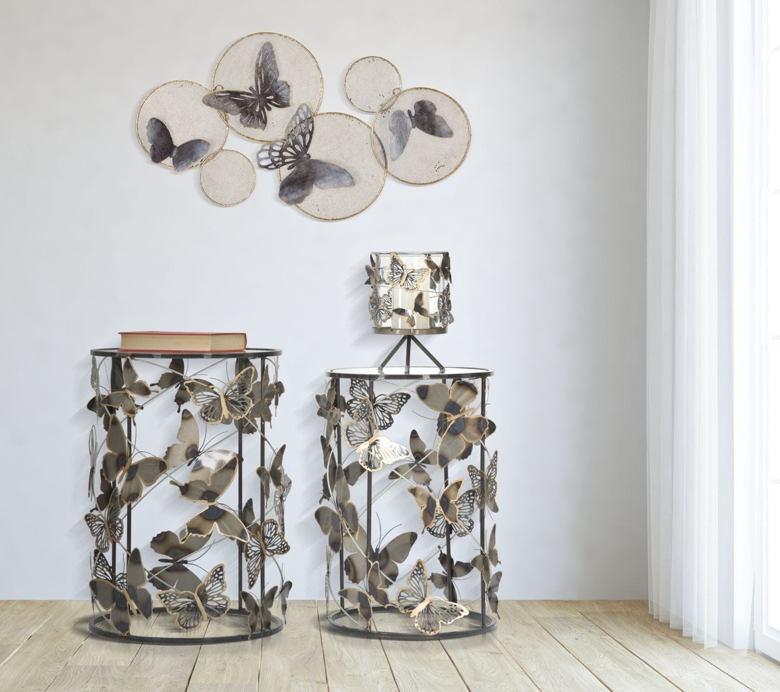 Mauro Ferretti Decoratiune metalica de perete, Butterfly Multicolor, l66xA5xH38 cm