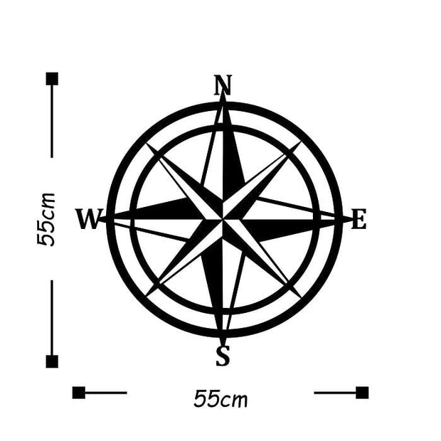 Asir Decoratiune metalica de perete, Compass Negru, l55xA1,5xH55 cm