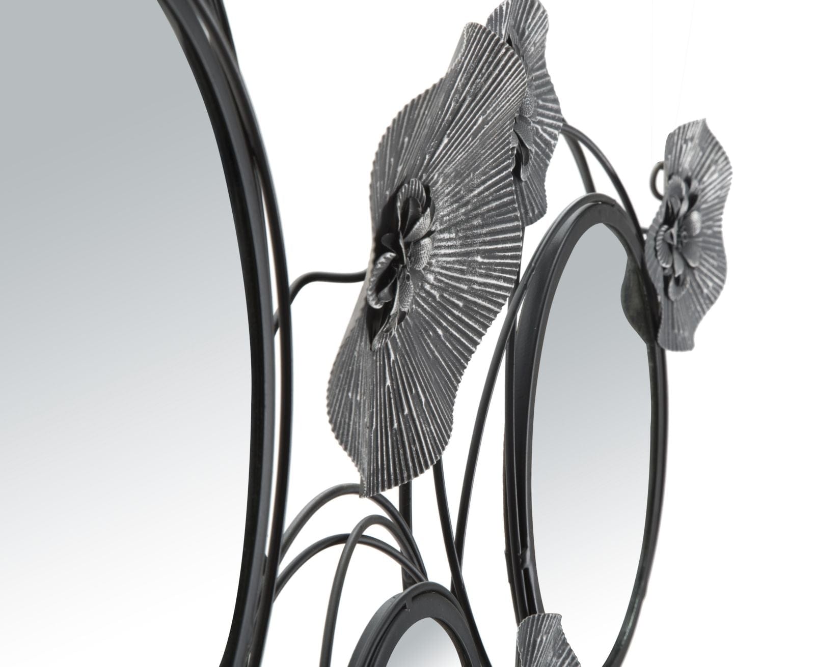 Mauro Ferretti Decoratiune metalica de perete, cu oglinda, Dark Round Negru / Gri, l117xA5,5xH49 cm