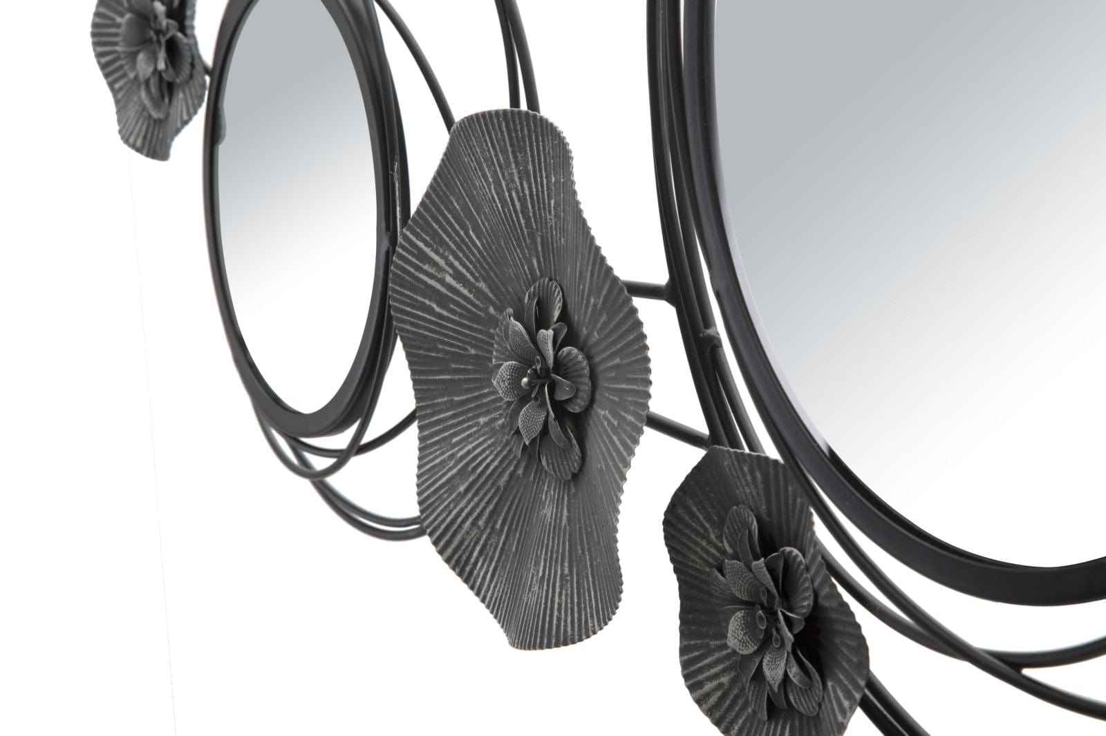 Mauro Ferretti Decoratiune metalica de perete, cu oglinda, Dark Round Negru / Gri, l117xA5,5xH49 cm