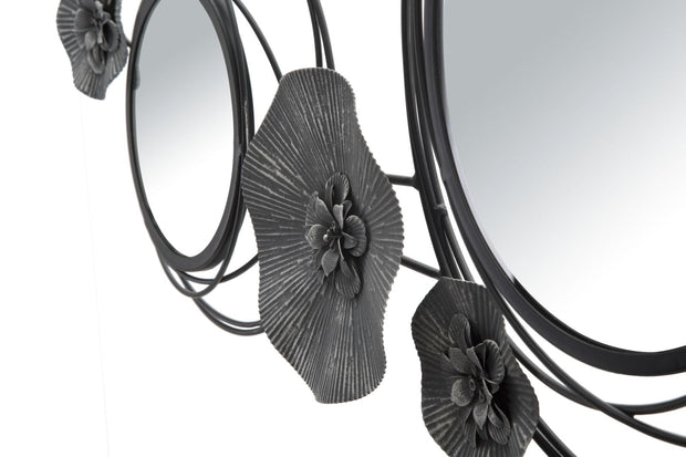 Mauro Ferretti Decoratiune metalica de perete, cu oglinda, Dark Round Negru / Gri, l117xA5,5xH49 cm