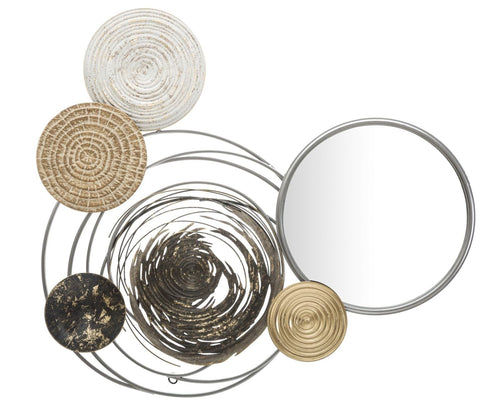 Mauro Ferretti Decoratiune metalica de perete, cu oglinda, Etnic A Multicolor, l90xA9,5xH101,5 cm