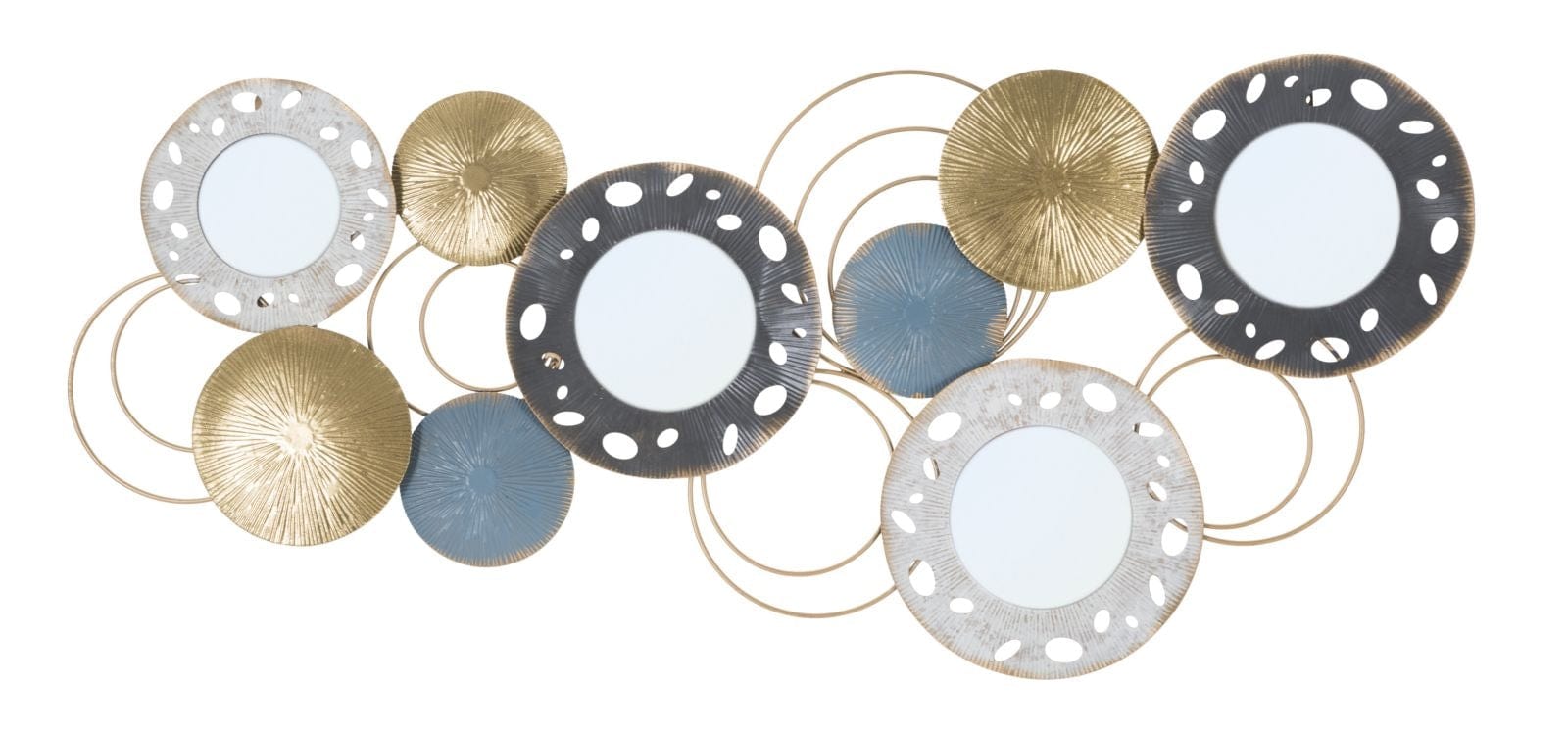 Mauro Ferretti Decoratiune metalica de perete, cu oglinda, Gloty A Multicolor, l104xA3,5xH46 cm