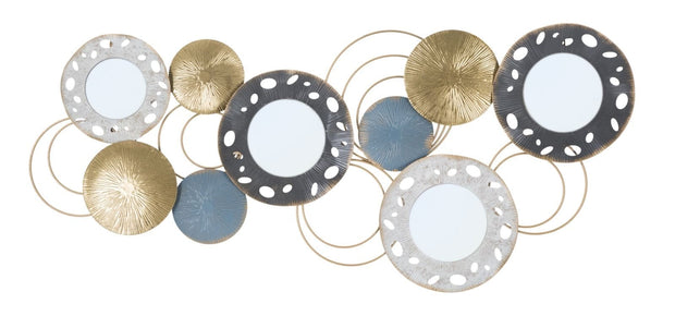 Mauro Ferretti Decoratiune metalica de perete, cu oglinda, Gloty A Multicolor, l104xA3,5xH46 cm