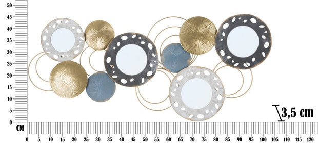 Mauro Ferretti Decoratiune metalica de perete, cu oglinda, Gloty A Multicolor, l104xA3,5xH46 cm