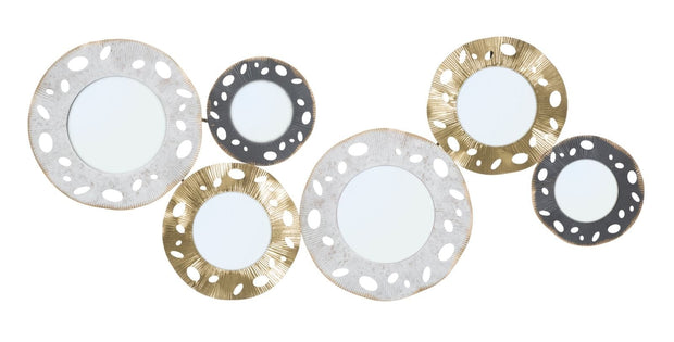 Mauro Ferretti Decoratiune metalica de perete, cu oglinda, Gloty B Multicolor, l104xA4xH45,5 cm