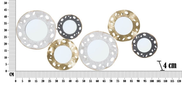 Mauro Ferretti Decoratiune metalica de perete, cu oglinda, Gloty B Multicolor, l104xA4xH45,5 cm