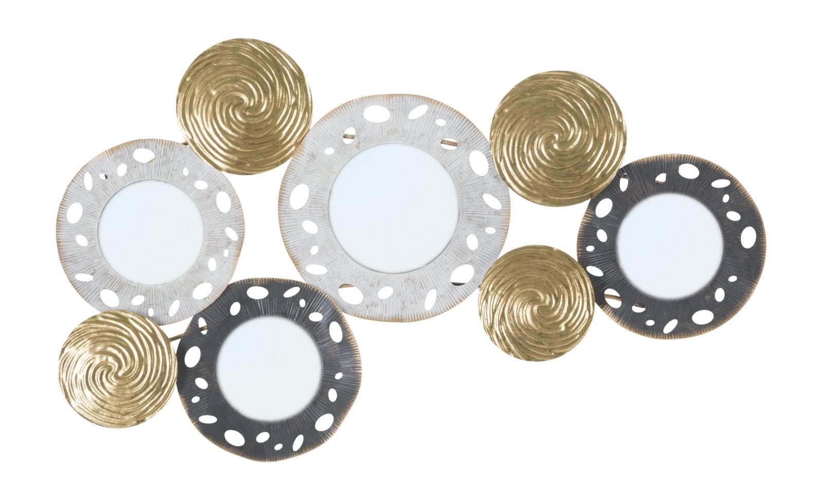 Mauro Ferretti Decoratiune metalica de perete, cu oglinda, Gloty C Multicolor, l91xA4,5xH54,5 cm