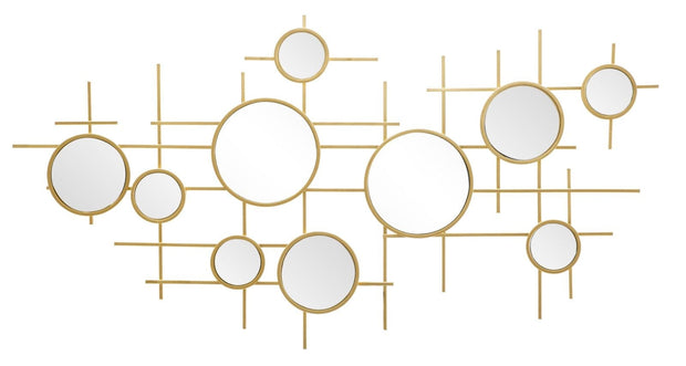 Mauro Ferretti Decoratiune metalica de perete cu oglinda, Gloxy Auriu, l117xA4,5xH61 cm