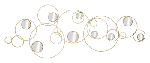 Mauro Ferretti Decoratiune metalica de perete, cu oglinda, Light Mirror Auriu, l118,5xA2,5xH47 cm