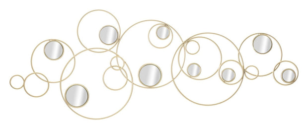 Mauro Ferretti Decoratiune metalica de perete, cu oglinda, Light Mirror Auriu, l118,5xA2,5xH47 cm