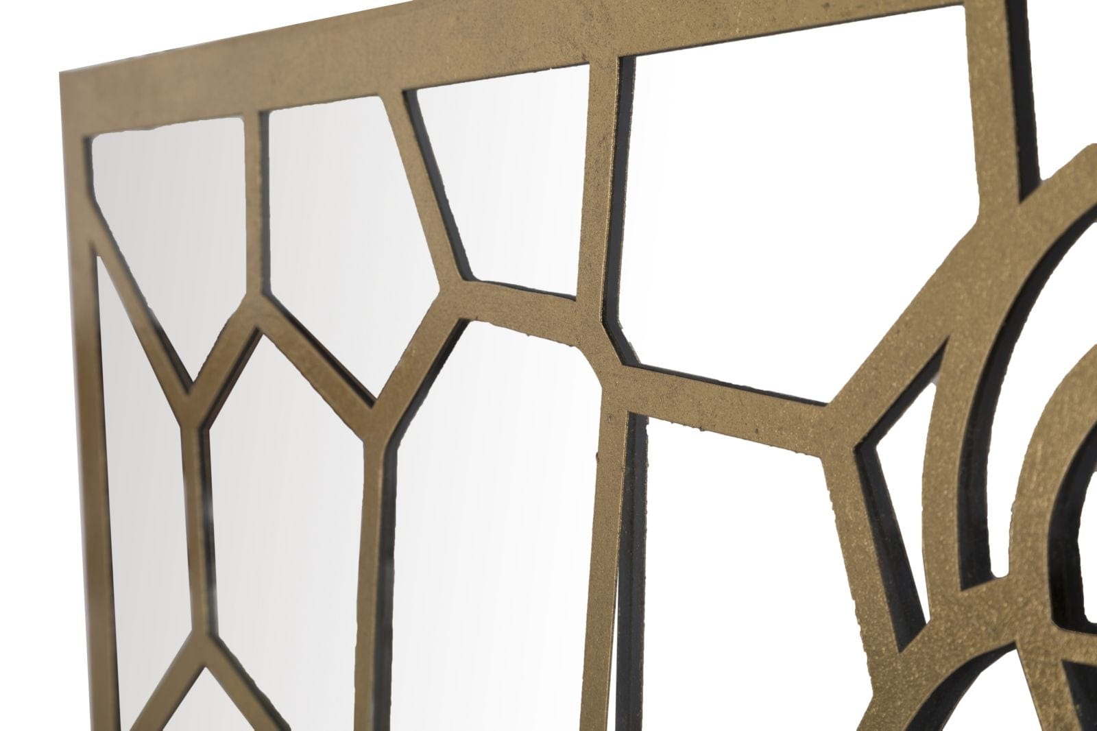 Decoratiune metalica de perete, cu oglinda, Nativity Rectangle Auriu, l120xA2xH66 cm (3)