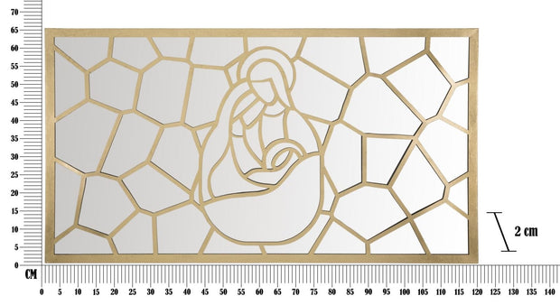 Mauro Ferretti Decoratiune metalica de perete, cu oglinda, Nativity Rectangle Auriu, l120xA2xH66 cm