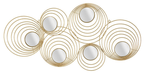 Mauro Ferretti Decoratiune metalica de perete, cu oglinda, Rays Auriu, l90xA2,5xH45 cm