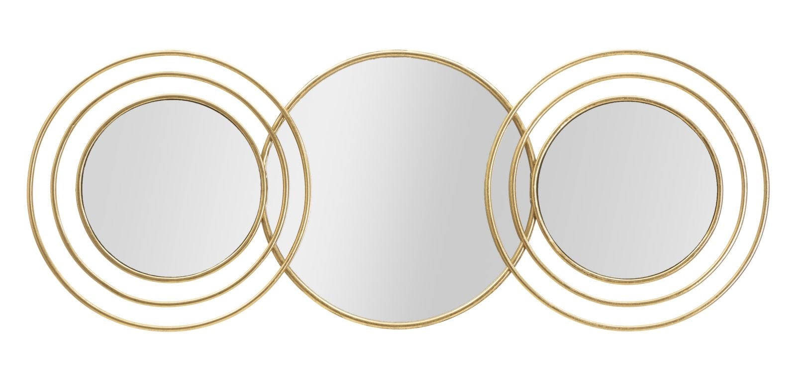 Mauro Ferretti Decoratiune metalica de perete cu oglinda, Triply Round Auriu, l79xA2,5xH30 cm